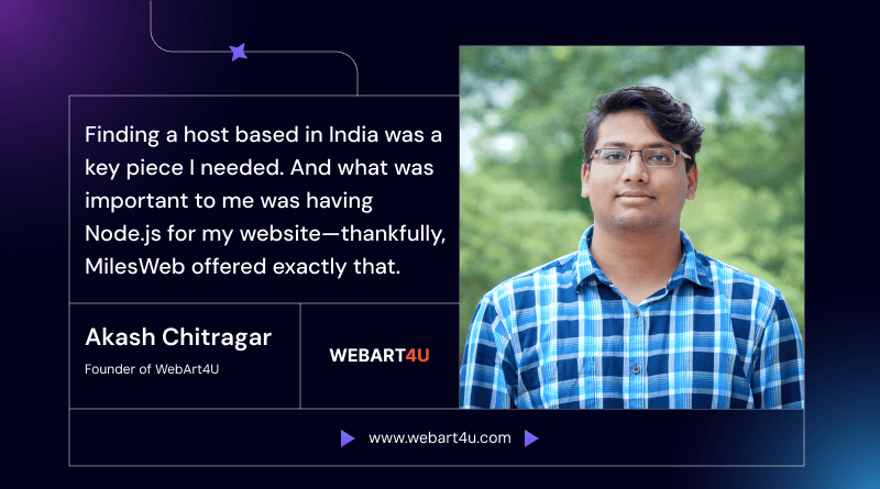 Akash Chitragar quoted in MilesWeb's WebArt4U client story